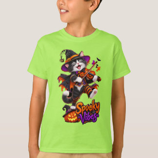 Gruselige Stimmung Hexenkatze spielt Violine T-Shirt
