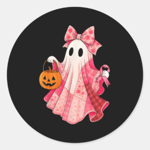 Gruselige Stimmung Rosa Geist Vorbereitet Hallowee Runder Aufkleber