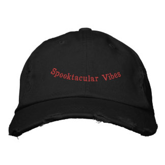Gruselige Stimmung Schwarze abgenutzte verstellbar Bestickte Baseballkappe