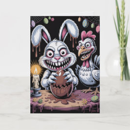 Gruselige surrealistische Horror-Osterkarte dunkle Karte