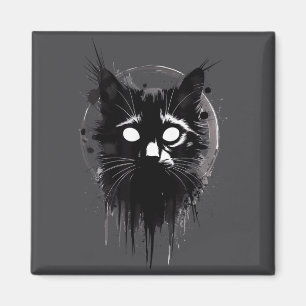 Gruselige süße Gothic-Katze Horror-Kitty-Skizze Al Magnet
