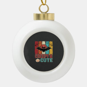 Gruselige süße Halloween-Fledermaus Retro-Grafik Keramik Kugel-Ornament