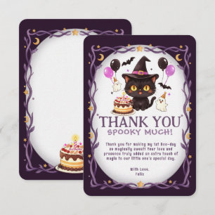 Gruselige süße Hexe schwarze Katze Zauberer 1. Geb Dankeskarte
