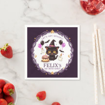 Gruselige süße Hexe schwarze Katze Zauberer 1. Geb