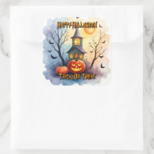 Gruselige süße moderne Halloween-Kollektion Quadratischer Aufkleber
