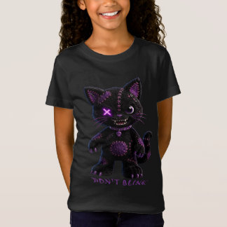 Gruselige Süße Mysté Schwarze Katze Gothic Kinder T-Shirt