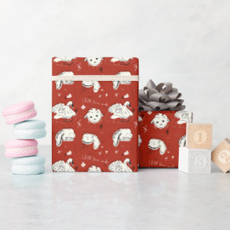 Gruselige süße Tierdoodles & Liebesbriefe Geschenkpapier