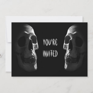 Gruselige Totenkopf-Halloween-Party doppelseitig Einladung