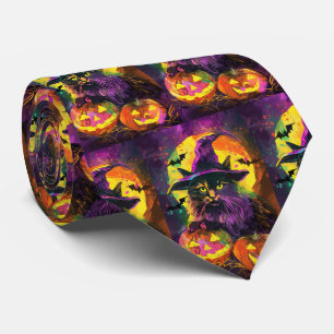 Gruselige türkische Angora-Katze Halloween Hexe Kü Krawatte