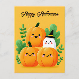 Gruselige und süße Halloween-Grüße-Postkarte Postkarte