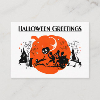 Gruselige Vintage-Art-Deco-Schwarzkatze-Halloween- Begleitkarte