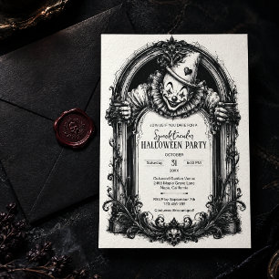 Gruselige Vintage-Clown-Halloween-Party Einladung
