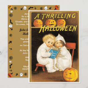 Gruselige Vintage-Halloween-Geschichten-Einladung Einladung