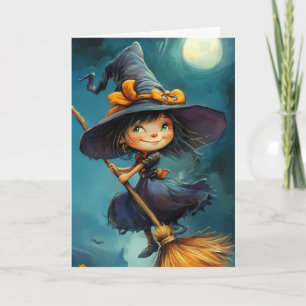 Gruselige Vintage-Hexe Halloween Karte