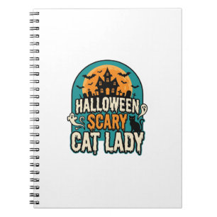Gruselige Vintage-Hexenhütte Halloween Katzenlady_ Notizblock