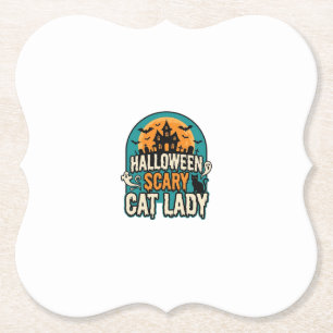 Gruselige Vintage-Hexenhütte Halloween Katzenlady_ Untersetzer