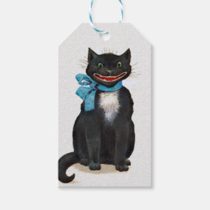 Gruselige Vintage-Katze Geschenkanhänger