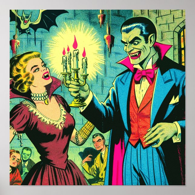 Gruselige Vintage-Vampir-Comics Poster (Vorne)