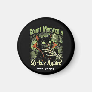 Gruselige Vintage-Vampir-Schwarze-Katze-Comic-Kuns Magnet