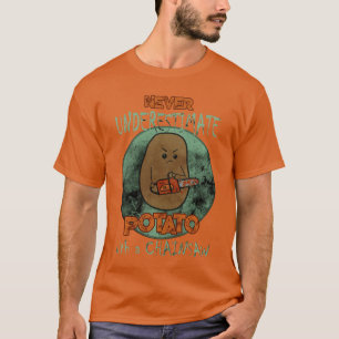 Gruselige wütende Kartoffel-Kettensägen-Horrorfilm T-Shirt