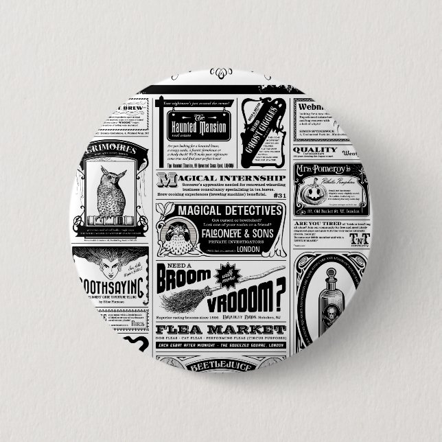 gruselige Zeitung Button (Vorderseite)