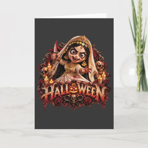 Gruselige Zombie-Braut Halloween-Horror-Kunstprint Karte