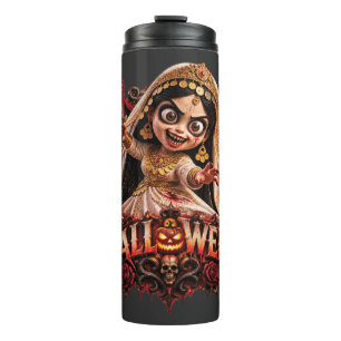 Gruselige Zombie-Braut Halloween-Horror-Kunstprint Thermosbecher