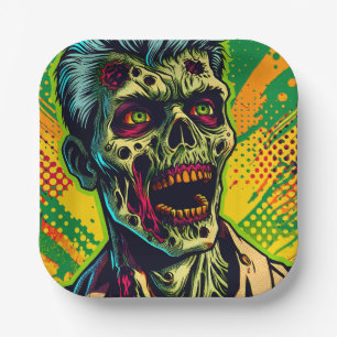 Gruselige Zombie-Halloween-Party Pappteller