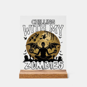 Gruselige Zombies Halloween Geflügelter Dämon Mond Acrylschild