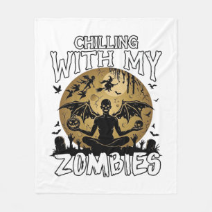 Gruselige Zombies Halloween Geflügelter Dämon Mond Fleecedecke