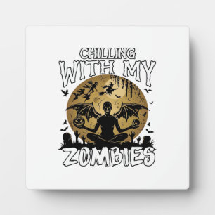 Gruselige Zombies Halloween Geflügelter Dämon Mond Fotoplatte