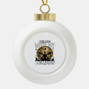 Gruselige Zombies Halloween Geflügelter Dämon Mond Keramik Kugel-Ornament