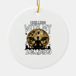 Gruselige Zombies Halloween Geflügelter Dämon Mond Keramik Ornament