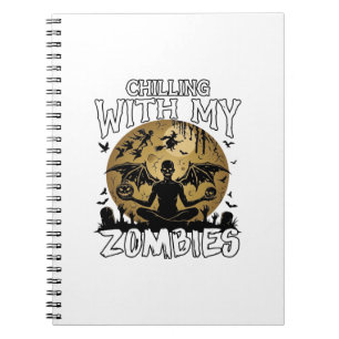 Gruselige Zombies Halloween Geflügelter Dämon Mond Notizblock