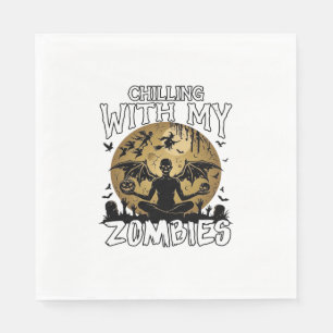 Gruselige Zombies Halloween Geflügelter Dämon Mond Serviette