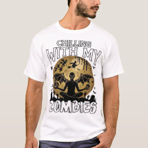 Gruselige Zombies Halloween Geflügelter Dämon Mond T-Shirt