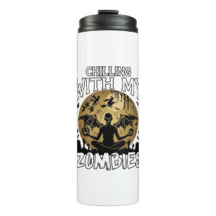 Gruselige Zombies Halloween Geflügelter Dämon Mond Thermosbecher