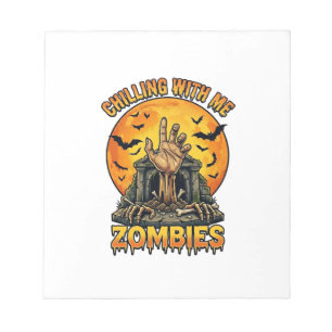 Gruselige Zombies Hand Grabstein Vollmond Fledermä Notizblock