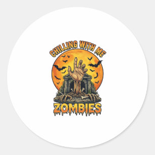 Gruselige Zombies Hand Grabstein Vollmond Fledermä Runder Aufkleber