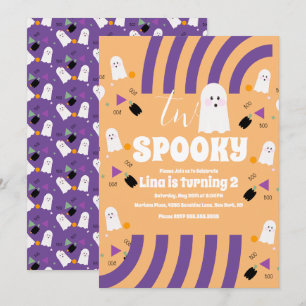 Gruselige zwei groovy Buchstaben Halloween-Geister Einladung
