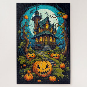 Gruseligen Frohen Halloween Geisterhaus Nachts