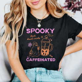 Gruseliger aber koffeinhaltiger rosa-oranger Hallo T-Shirt