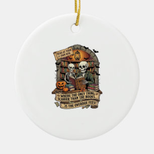 Gruseliger als Bücher Überfällige Gebühren Skelett Keramik Ornament