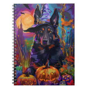 Gruseliger Belgischer Schäferhund Halloween Hexe K Notizblock