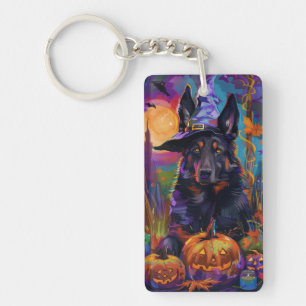 Gruseliger Belgischer Schäferhund Halloween Hexe K Schlüsselanhänger
