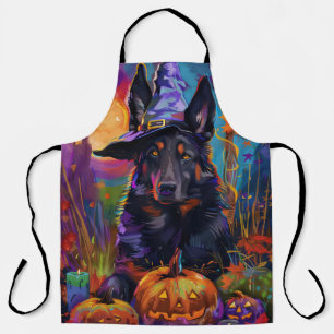 Gruseliger Belgischer Schäferhund Halloween Hexe K Schürze