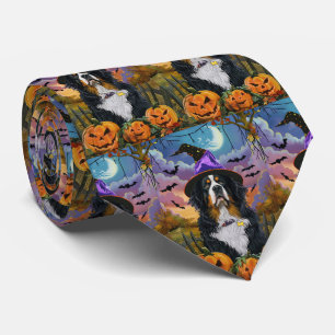 Gruseliger Berner Sennenhund Halloween Hexe Kürbis Krawatte