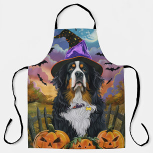 Gruseliger Berner Sennenhund Halloween Hexe Kürbis Schürze
