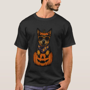 Gruseliger Blauer Heeler Kürbis Halloween Hunde Li T-Shirt