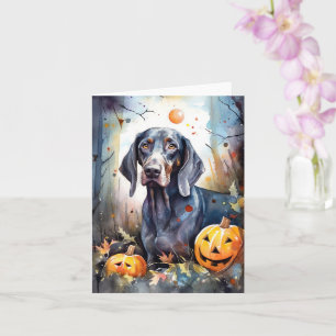 Gruseliger Bluetick Coonhound mit Kürbissen an Hal Karte